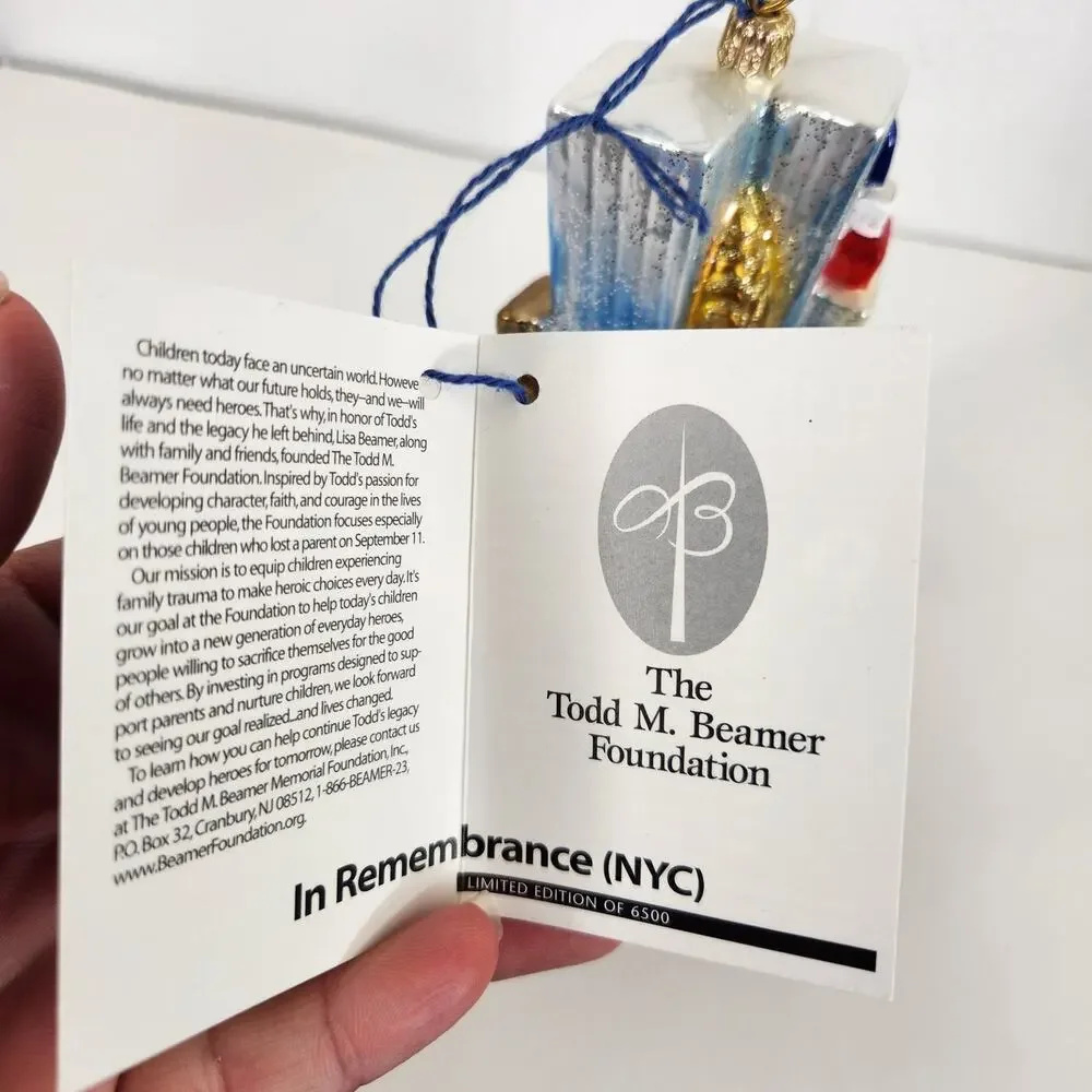 Joy to the Word Limited Edition Twin Towers Christmas Glass Ornament Hand Made